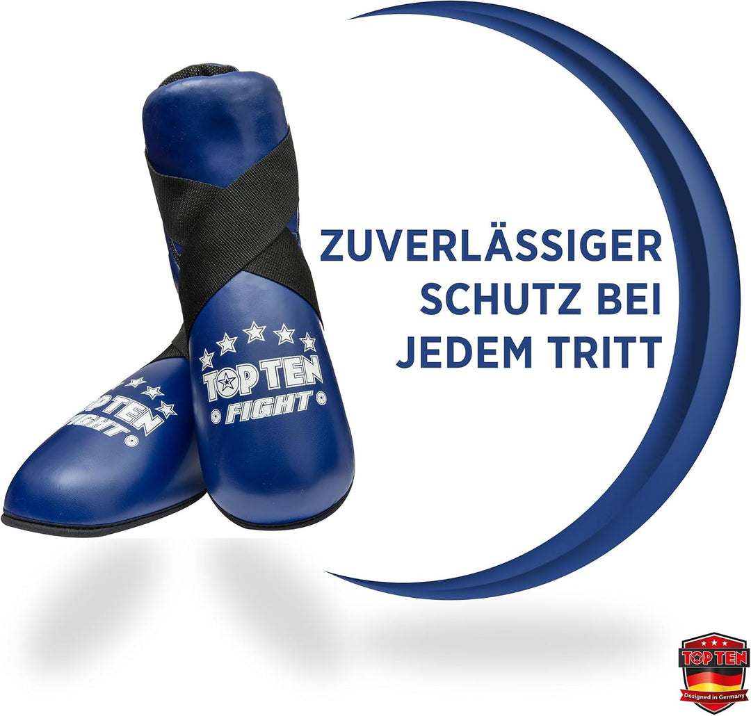 TOP TEN Fussschutz Kickboxen „Fight“ – Professioneller Fussprotektor für Kickboxen, Taekwon-Do & Kam