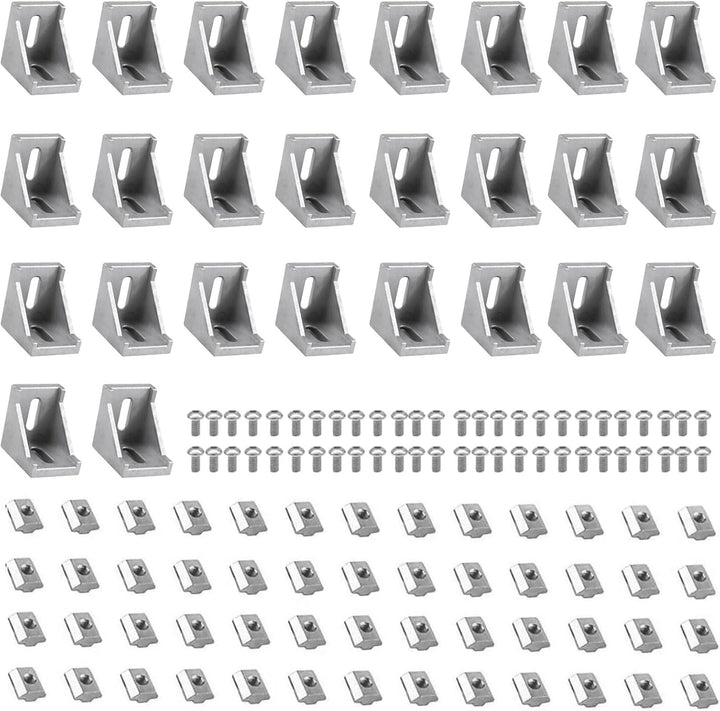 iMetrx 26 Stück 30x30 Aluprofil Aluwinkel Eckverbinder Aluprofil 30x30 Winkel (Silber) von 3030 Silb