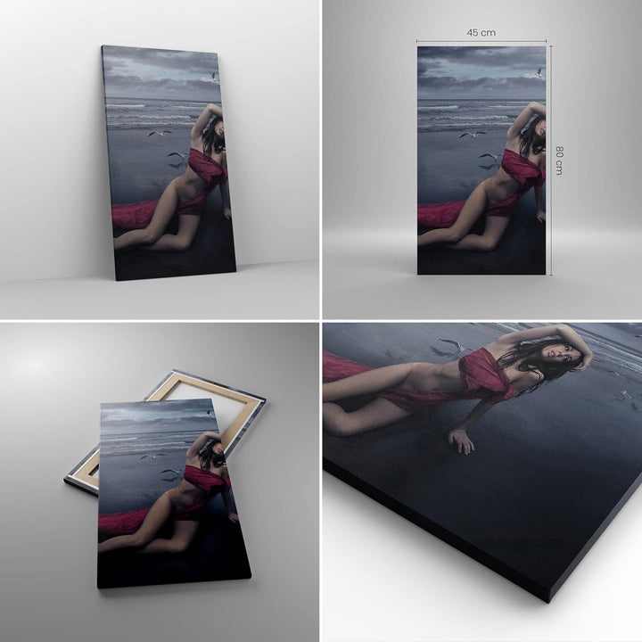 Bilder auf Leinwand Modell Möwe Vogel Natur Leinwandbild mit Rahmen 45x80cm Wandbilder Dekoration Wo