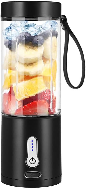 Tragbarer Mixer, Smoothie Maker to go für Shakes und Smoothies mit 6 scharfen Klingen, USB-wiederauf
