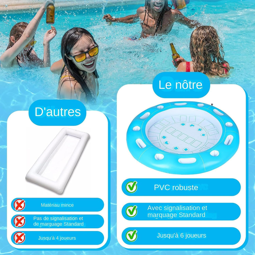 Schwimmender Spieltisch für Pool, Getränkehalter und aufblasbare Snacks | Tisch mit Getränkehalter u