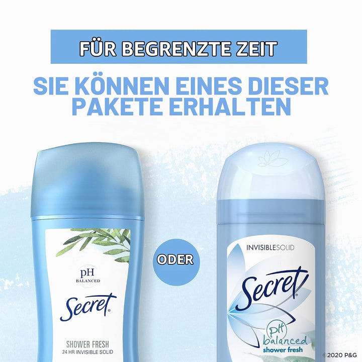 6x Secret Invisible Solid Antiperspirant Deodorant- SHOWER FRESH - aus USA