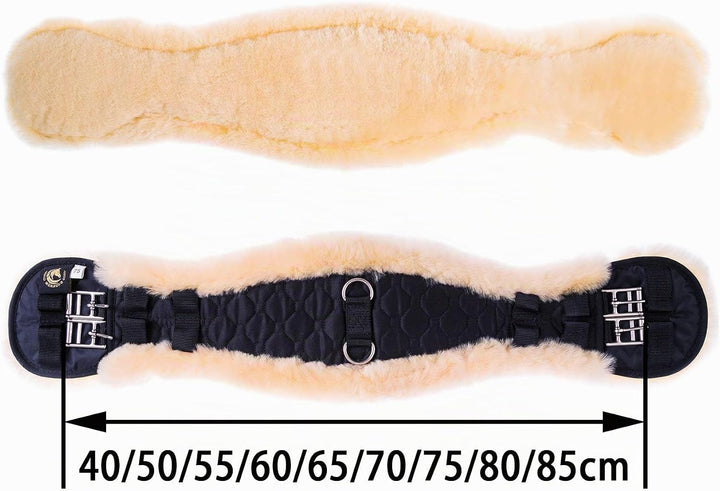 Merauno® Lammwolle Konturgurt Sattelgurt, Kurzgurt Dressurgurt, aus Qualitäts Merino Lammwolle, spez