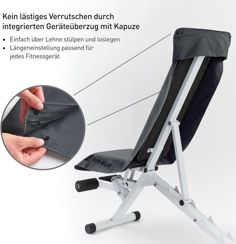 Fit-Flip Fitness Handtuch - mit Magnet und Reissverschluss Tasche - Gym Handtuch aus Mikrofaser für