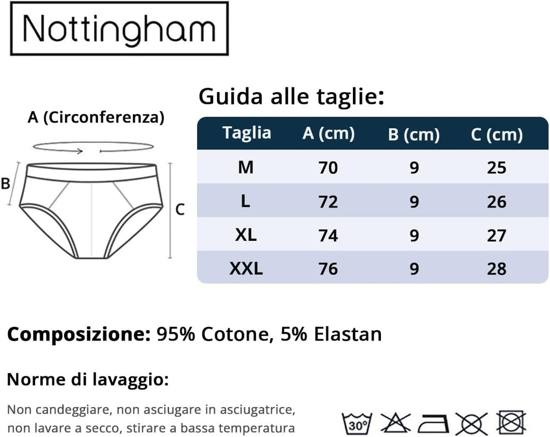Nottingham Herren Slips/Boxershorts Unterwäsche Stretch-Baumwolle M Slip 12er Pack Mehrfarbig, M Sli