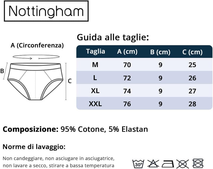 Nottingham Herren Slips/Boxershorts Unterwäsche Stretch-Baumwolle S Slip 3er Pack Mehrfarbig, S Slip