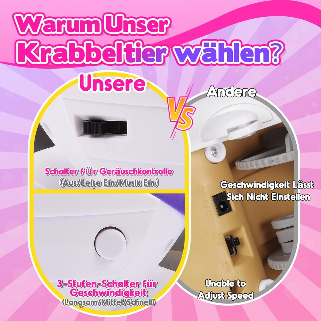 Krabbelnde Krabbe Baby Spielzeug ab 1 2 3 4 Jahre Mädchen, Montessori Geschenk 1-4 Jahre Mädchen Kra