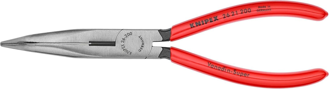 KNIPEX Flachrundzange mit Schneide (Storchschnabelzange) mit Kunststoff überzogen schwarz atramentie