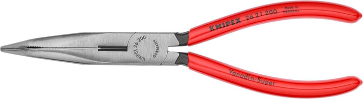 KNIPEX Flachrundzange mit Schneide (Storchschnabelzange) mit Kunststoff überzogen schwarz atramentie