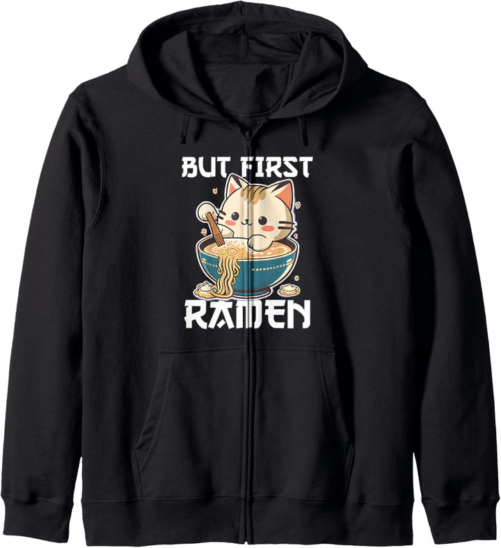 But First Ramen Cat Japanische Tokyo Ramen Nudeln Kapuzenjacke