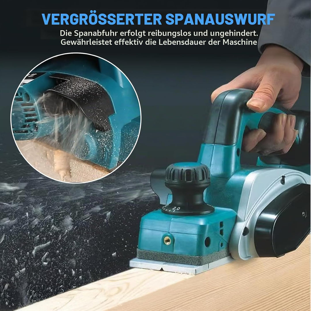 Akku-Hobel Kompatibel mit Makita 18V Akku – Einhandhobel mit 16500RPM, 0-2 mm Einstellbare Hobeltief