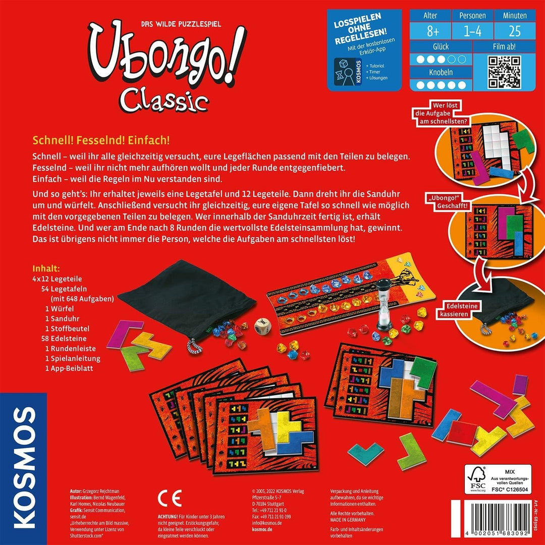 KOSMOS 683092 Ubongo! Classic, Der beliebte Action- und Knobelspass für die ganze Familie, Der Klass