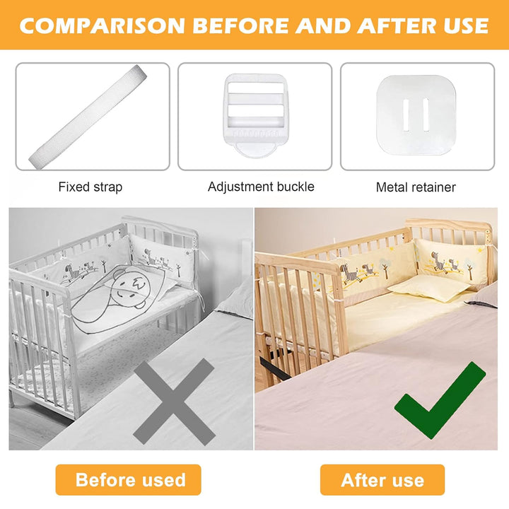 Vegena Gurt für Babybett - Befestigung Beistellbett Boxspringbett 8m, Beistellbett Befestigung für B