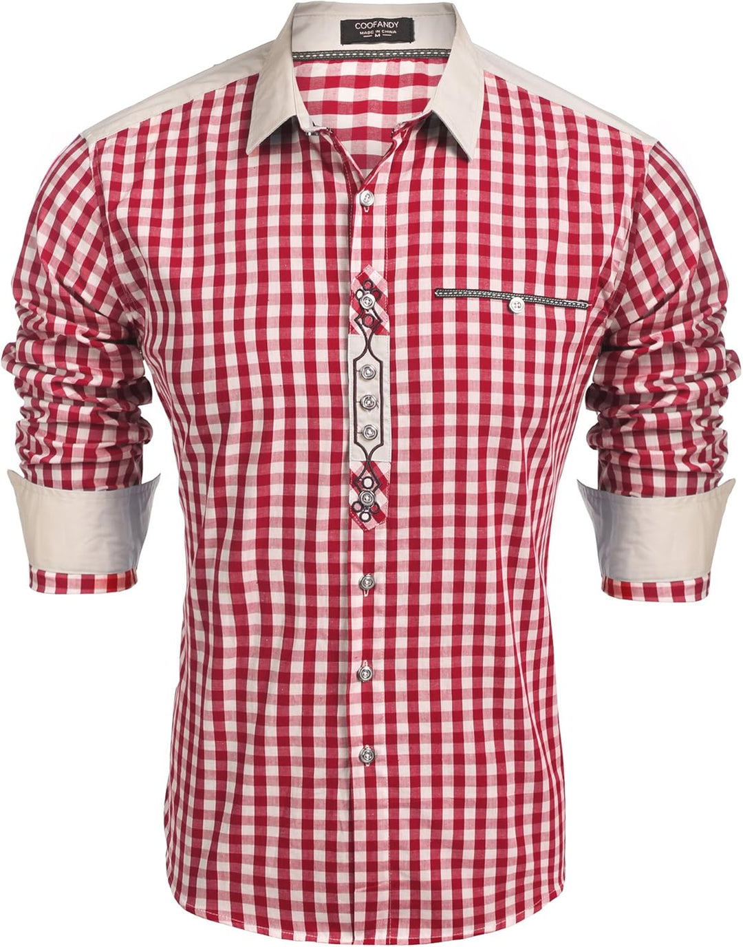 COOFANDY Hemd Herren Langarm Trachtenhemd Kariertes Oktoberfest Hemd Freizeithemd Karohemden Herrenh