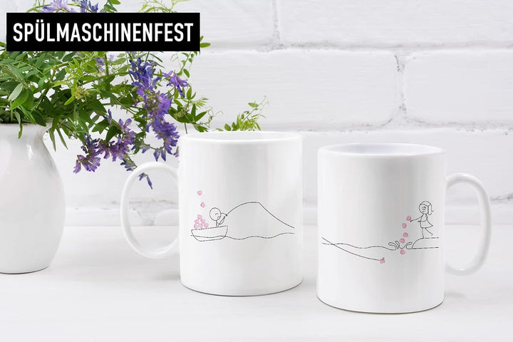 Trendation - Partner Tassen Set Geschenk für Sie Ihn Fernbeziehung Freundin Freund Valentinstagsgesc