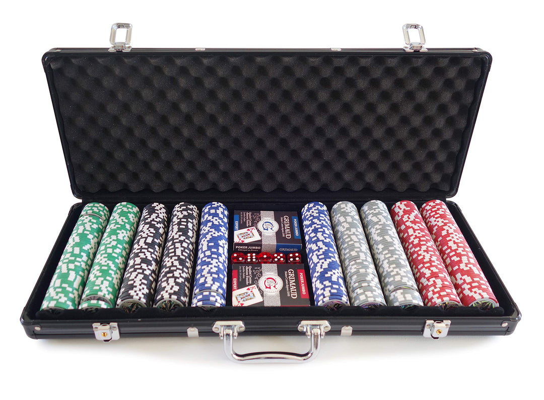 Smir 360355 Casino-Set World Poker Tour, schwarzer Aluminium-Koffer, Poker Grimaud, 500 amerikanisch