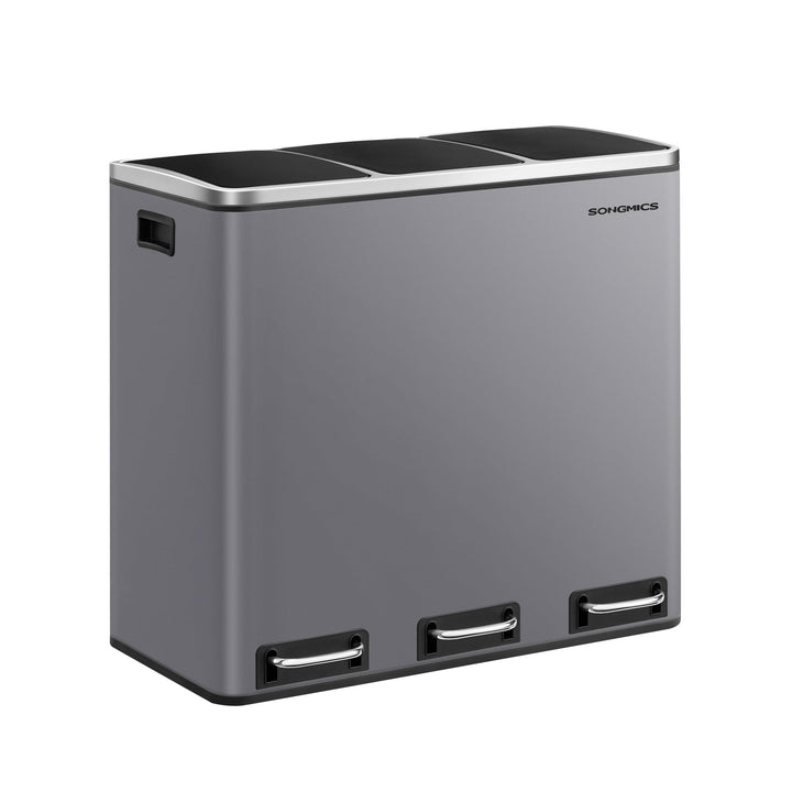 SONGMICS Mülleimer Küche, 3 x 18 L, Mülltrennsystem 3 Fächer, inklusive 15 Müllbeutel, Abfalleimer,