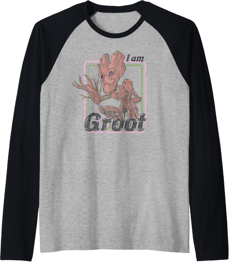 Marvel Guardians Of The Galaxy I Am Groot Retro Portrait Raglan