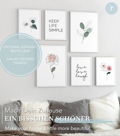 Papierschmiede® Mood Poster Set Little Green, Bilder Wohnzimmer Deko Schlafzimmer, 2x DIN A3 und 4x