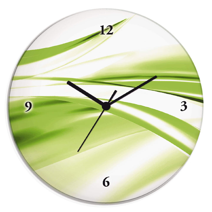 ARTLAND Wanduhr ohne Tickgeräusche Glas Funkuhr Ø 30 cm Rund Lautlos Design Welle Abstrakt Modern Kr