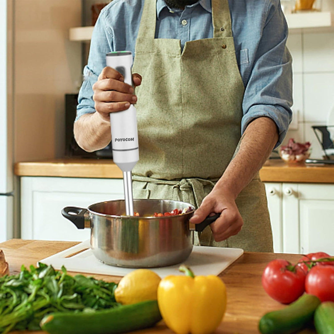 POYOCOM Kabelloser Stabmixer, Akku-Stabmixer mit TYP-C-Kabel, 500 ml Zerkleinererer, 600 ml Gefäss,