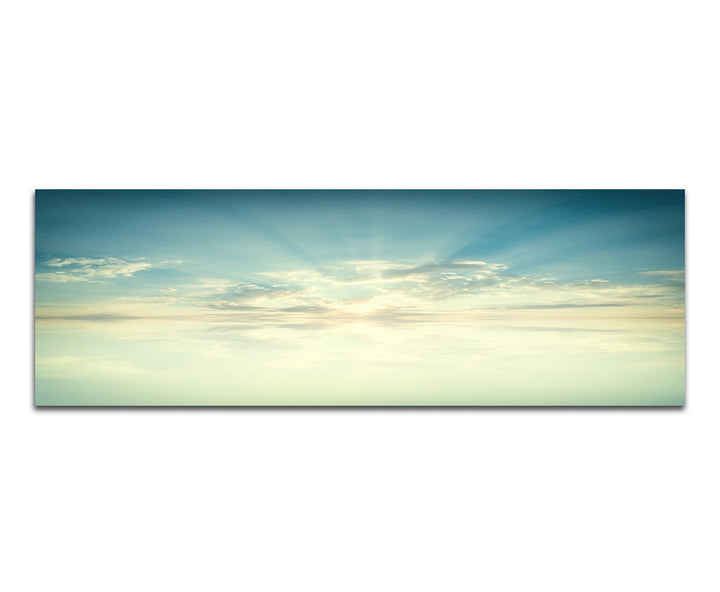 Paul Sinus Art Panoramabild auf Leinwand und Keilrahmen 120x40cm Wasser Himmel Wolken Sonnenlicht Re