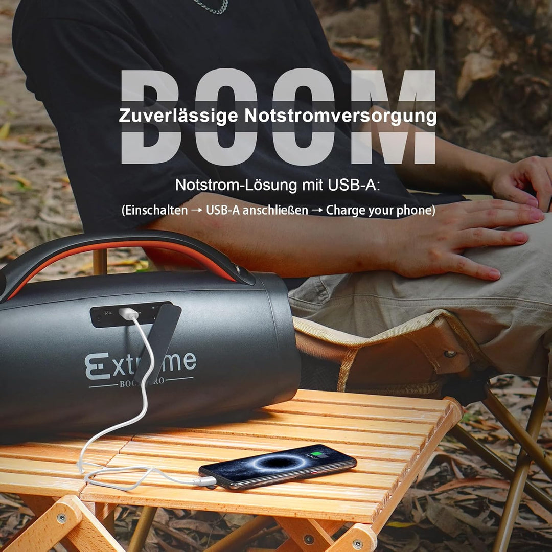DOSS Extreme Boom+ Bluetooth Lautsprecher Draussen mit Wasserdichter IP67, 100W Stereo Sound, 10400m