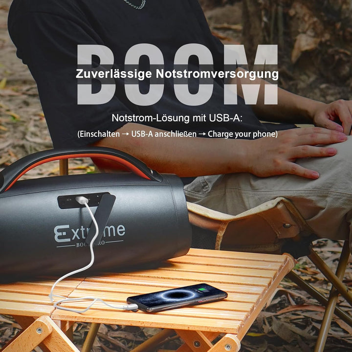 DOSS Extreme Boom+ Bluetooth Lautsprecher Draussen mit Wasserdichter IP67, 100W Stereo Sound, 10400m
