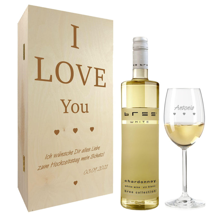 Geschenk zum Valentinstag – Wein Geschenksets – Weinglas mit Gravur 370ml – Geburtstagsgeschenke – G