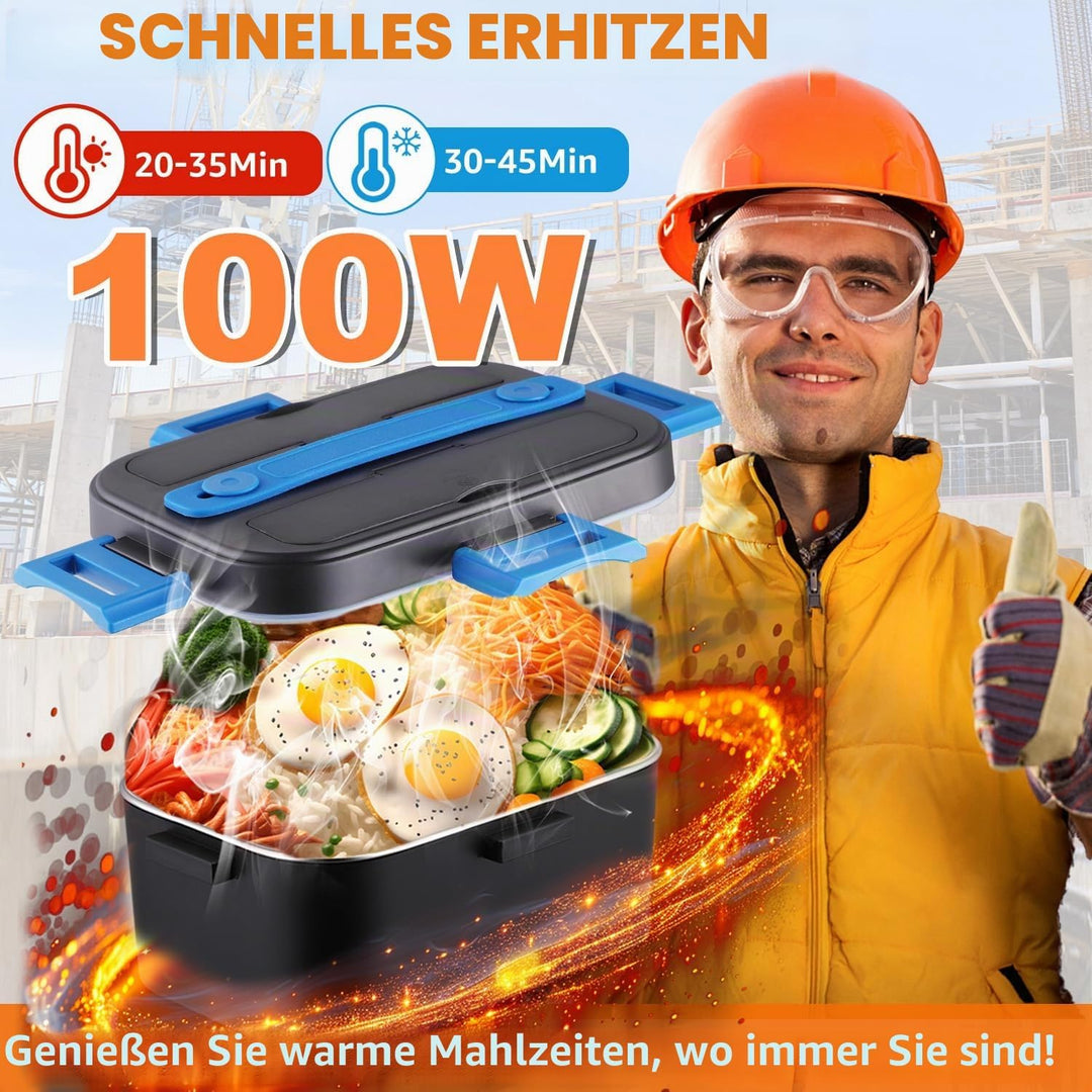 Kimfead Elektrische Lunchbox 80W 1,8L Edelstahl Entnehmbare Tragbarer brotdose 12V/24V/230V Insulate