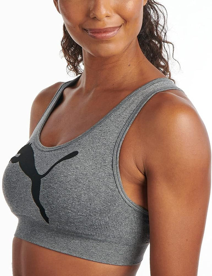 PUMA Damen Seamless Bra Sport-BH S Big Cat Medium Heather Grey, S Big Cat Medium Heather Grey