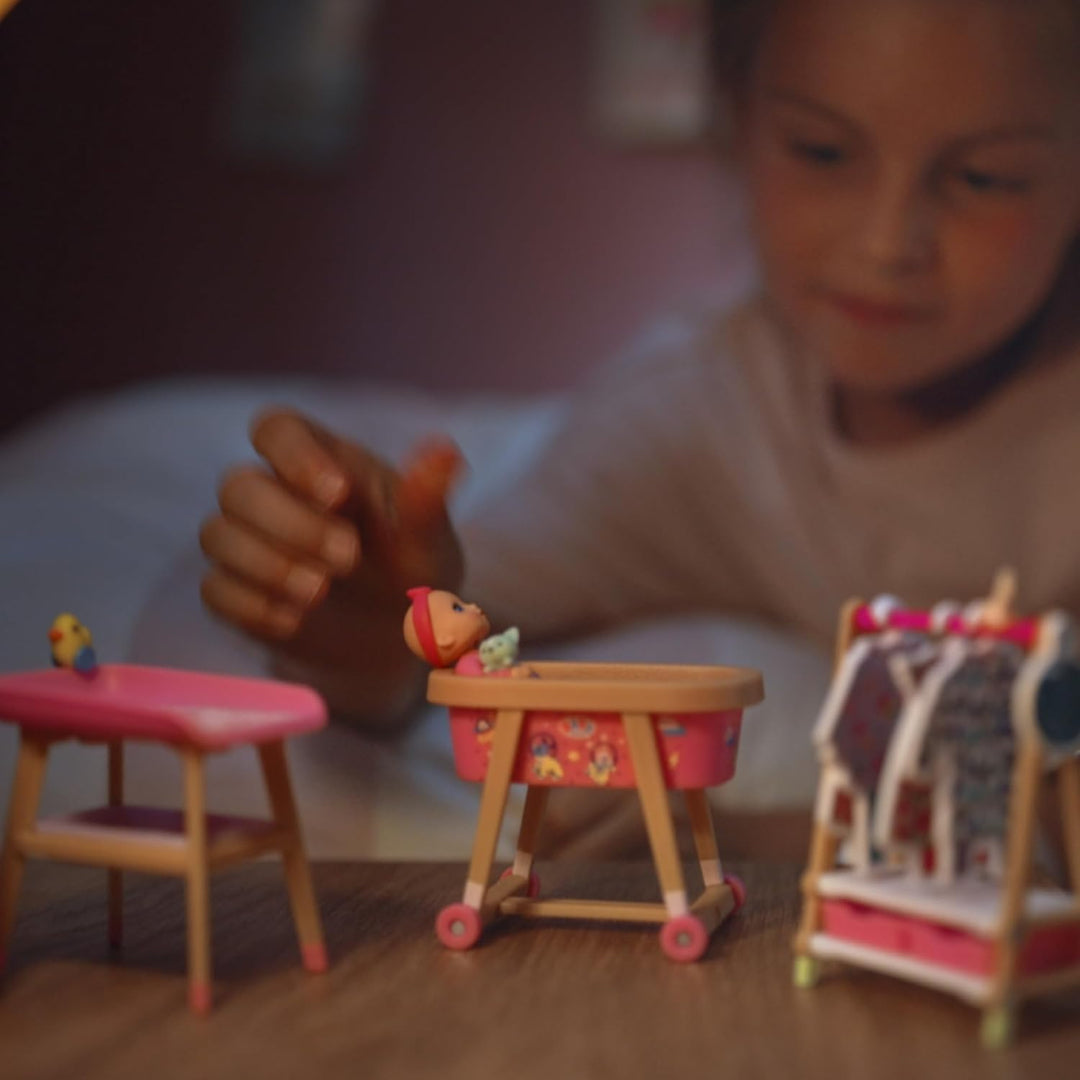 BABY born Minis Playset Möbelset mit Kleiderschrank, Kleiderstange, Stubenwagen und Wickeltisch, 906
