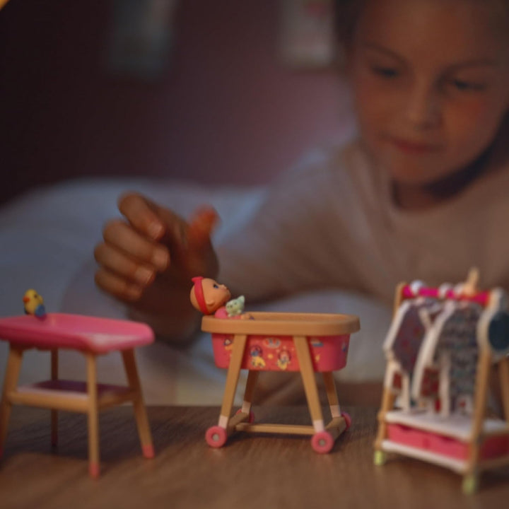 BABY born Minis Playset Möbelset mit Kleiderschrank, Kleiderstange, Stubenwagen und Wickeltisch, 906