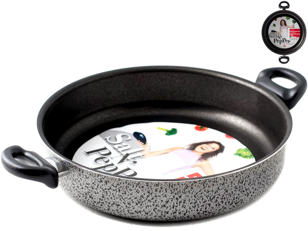 Home Salt N'Pepper Antihaft-Bratpfanne mit 2 Griffen, Aluminium, Schwarz/Grau, 32 cm, 32 cm