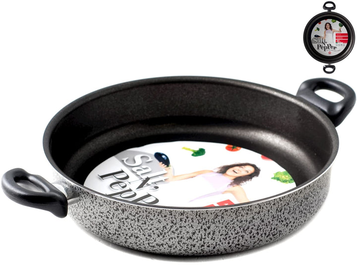 Home Salt N'Pepper Antihaft-Bratpfanne mit 2 Griffen, Aluminium, Schwarz/Grau, 32 cm, 32 cm