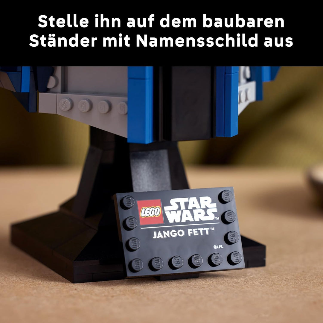 LEGO Star Wars 75408 Jango Fett Helm - Mandalorian Bauset für Erwachsene - Modell mit Ständer, Namen