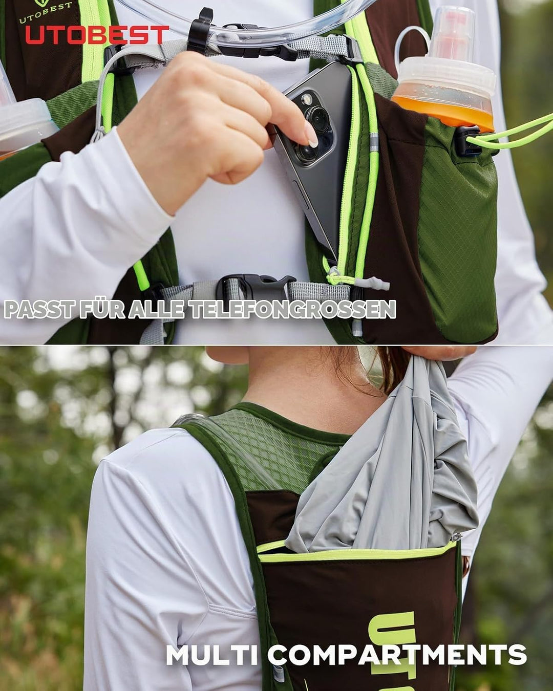 UTOBEST Trinkrucksack 5L Herren Damen Ultraleicht Laufrucksack für Laufen,Marathon,Jogging,Radfahren