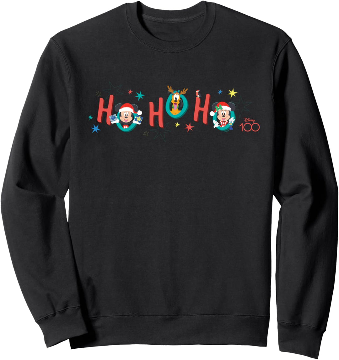 Disney 100 Mickey Minnie Pluto Christmas Holiday Ho Ho Ho Sweatshirt
