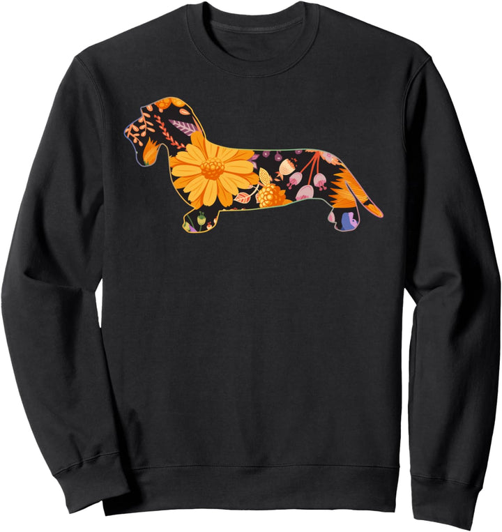 Dackel-Draht-Haar-T-Shirt mit Blumenmuster, Vintage-Stil Sweatshirt