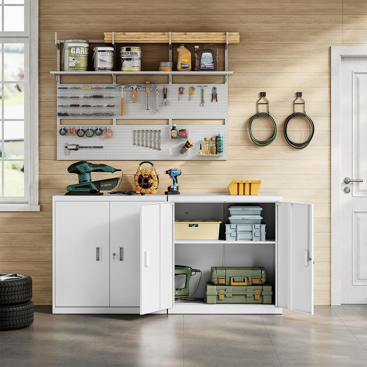 WOLTU Aktenschrank abschliessbar, Ordnerschrank mit höhenverstellbarem Einlegboden, Metallschrank mi