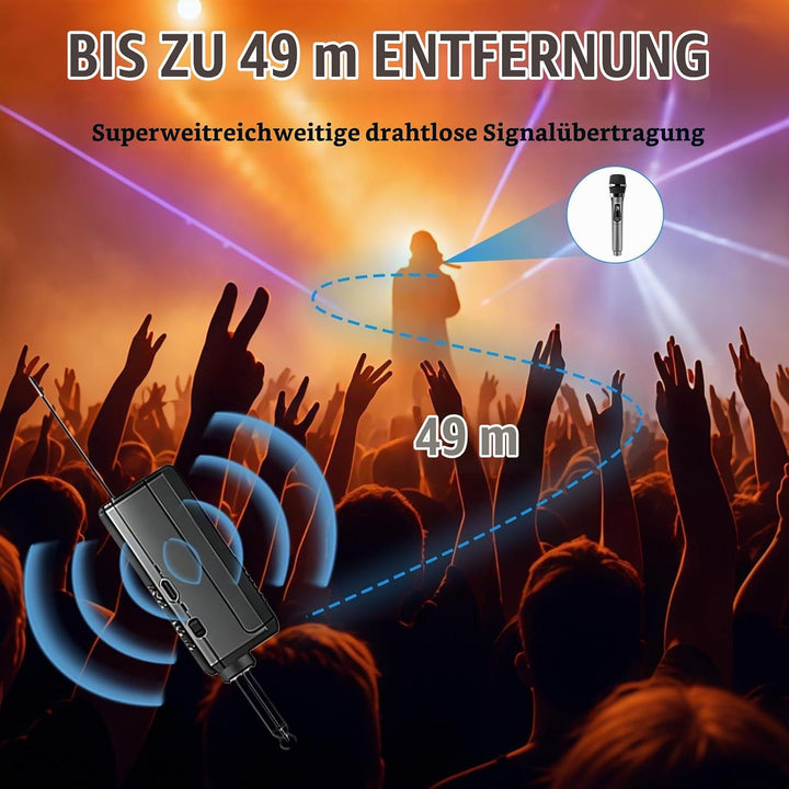 Kabelloses Mikrofon, Karaoke Mikrofon, Kabelloses Dual-Mikrofons, Wiederaufladbares Handgehaltenes D