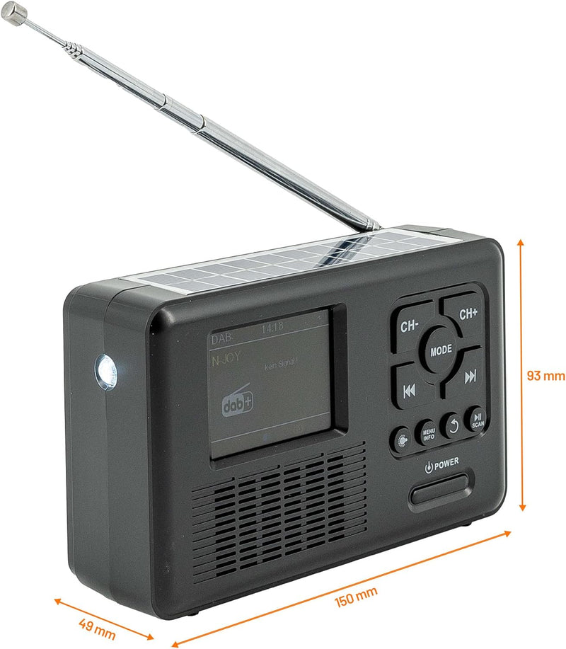 Reflexion TRA560DAB tragbares Kurbel-Radio, DAB-Radio mit Taschenlampe und Solar-Ladefunktion (DAB+,