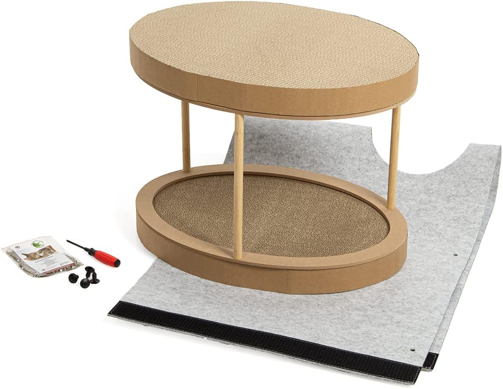 CanadianCat Company | Owen-Tower XL ca. 50cm | Etagen-Filzbett mit Kratzböden für Katzen Hellgrau -