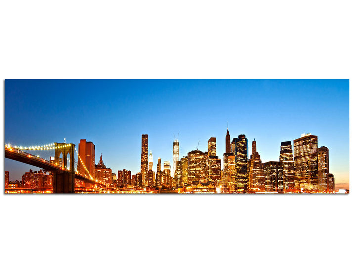 Paul Sinus Art Panoramabild auf Leinwand und Keilrahmen 120x40cm New York Manhattan Skyline Wasser