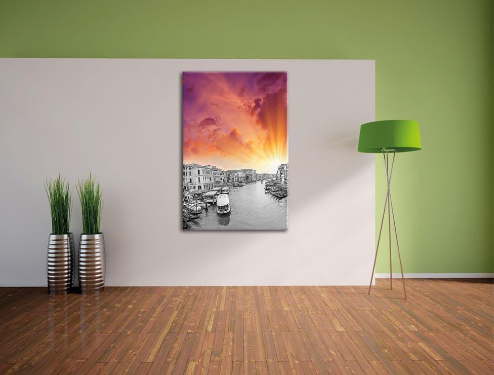 Pixxprint altmodische Wasserstrasse in Venedig als Leinwandbild/Grösse: 120x80 / Wandbild/Kunstdruck