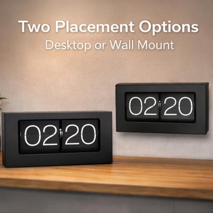 Greensen Retro Style Flip Clock, Mechanische Seitenwechsel-Desktop-Uhr mit Edelstahlbasis für Wohnzi