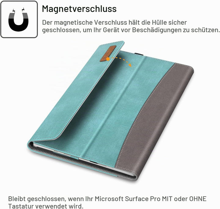 Fintie Hülle für Microsoft Surface Pro 7+ / 7/6 / 5/4 / 3 - Multi-Sichtwinkel Kunstleder Tasche Schu