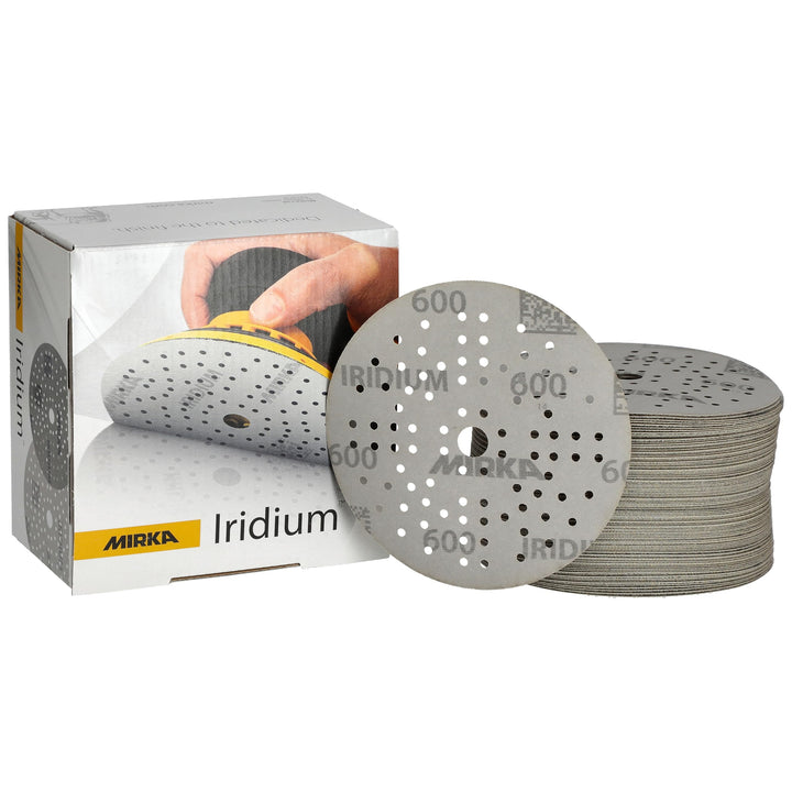 Mirka Iridium Premium-Schleifpapier Ø 125mm Klett 89-Loch, Korn 600, 100 Stk/Zum Schleifen von Lack,