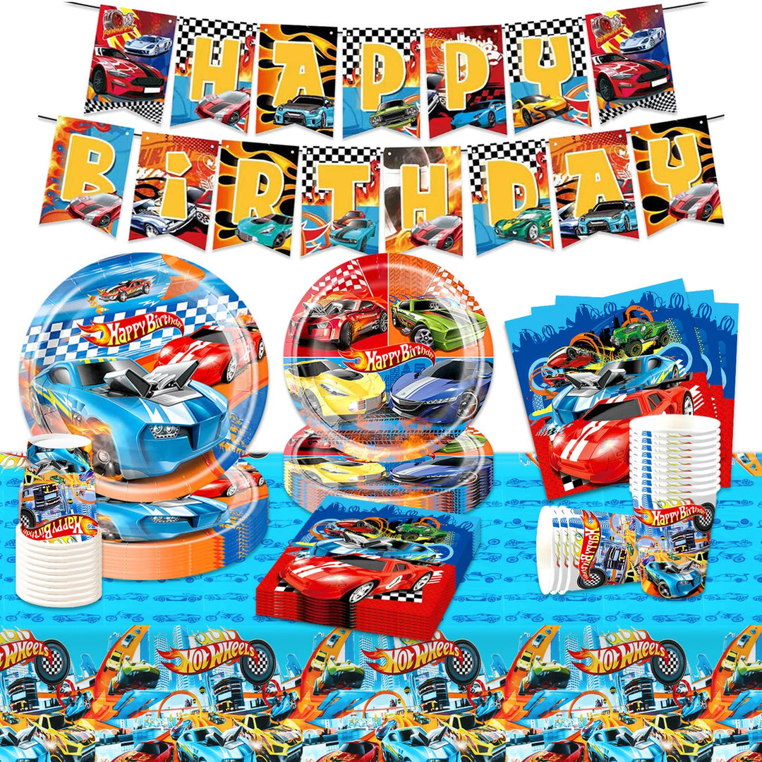 Rennauto Pappteller Kindergeburtstag Deko Jungen- Autos Geburtstag Geschirr Deko Wheels Geburtstagsd