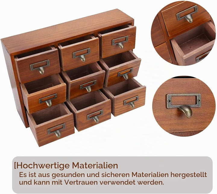 DAUERHAFT Vintage Schublade, Aufbewahrungsbox aus Holz, Vintage SchubladenOrganizer, Apothekerschran